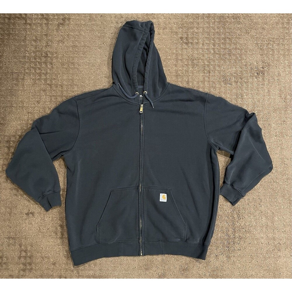 Carhartt Hoodie Mens 2XL Black Full Zip Original Fit Sweatshirt Workwear K122